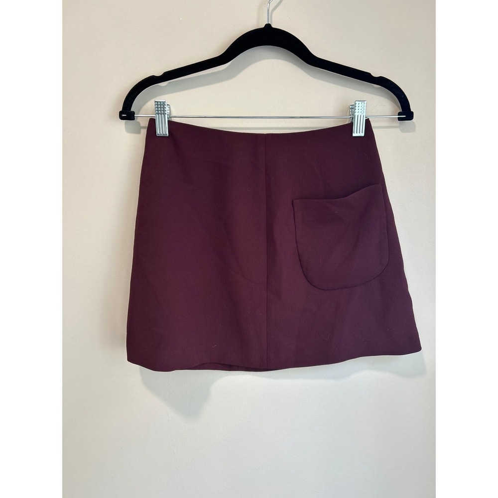 Wilfred Aritzia Burgundy Mini Skirt Size 0 Minimalist Y2K Pocket Detail